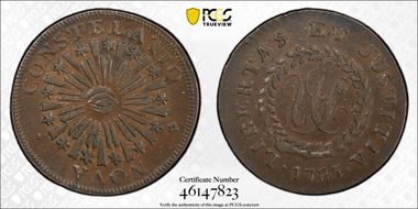 1785 C Nova 1/2P Crosby 1-B, Blunt Rays AU58BN