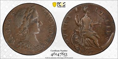 1787 1/2P Nova Eborac, Seated Right AU53BN