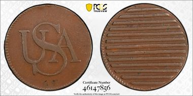 (1785) AE Token "USA" Bar Copper AU53BN
