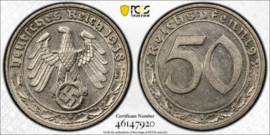 1938-G 50 Pfg J-365 AU55