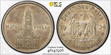 1934-F 5 Mk Potsdam w/Date J-356 AU55