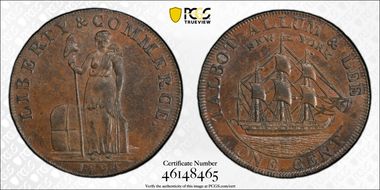1794 Cent Talbot, Allum & Lee New York MS62BN
