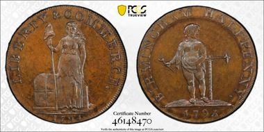 1794 Tk 1/2D Talbot/Birmingham, 'London' Warwickshire DH-54 MS65BN