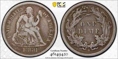 1868-S 10C F-101a F15