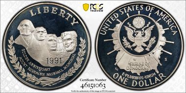 1991-S $1 Mount Rushmore PR68DCAM