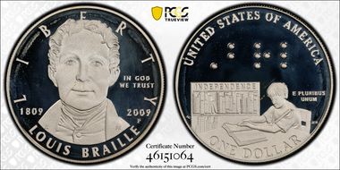 2009-P $1 Louis Braille PR68DCAM