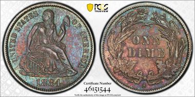 1884-S 10C AU58+