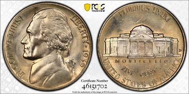 1939-D 5C Reverse of 1940 MS66