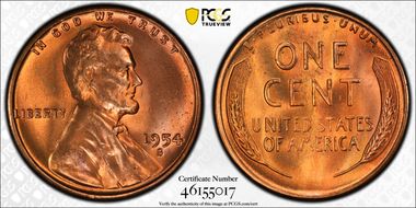 1954-S 1C MS65RD