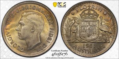 1951(m) Florin KM-48  Ag MS64