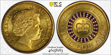 2013 $2 Coronation Colorized MS64