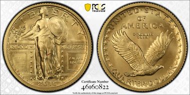 2016-W 25C 100th Anniversary Gold SP69