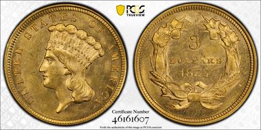 1854 $3 MS63