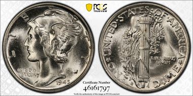 1945-S 10C Micro S MS66