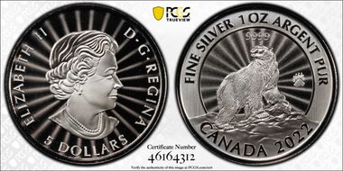 2022 $5 Majestic Polar Bear MS70