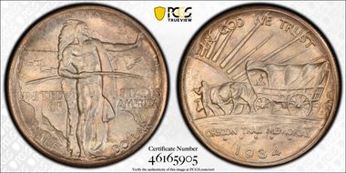 1934-D 50C Oregon MS66