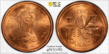 1983 1C Near Beads MS64RD
