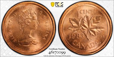 1983 1C Near Beads MS64RD