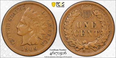1909-S 1C Indian VF25BN