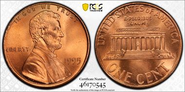 1995 1C Doubled Die Obverse MS67RD