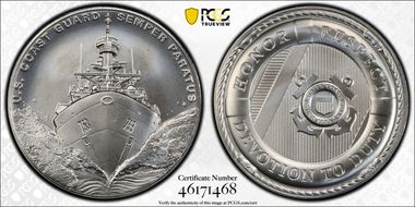 (2022-P) Medal U.S. Coast Guard Matte 1 oz Ag First Strike MS69