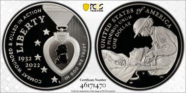 2022-W $1 National Purple Heart Hall of Honor PR69DCAM