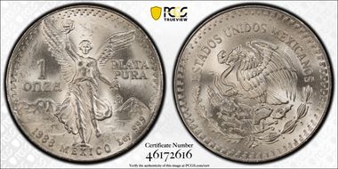 1988-Mo Onza Libertad Ag MS67
