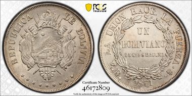 1871-PTS ER Boliv 9 Stars MS62