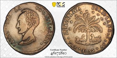 1853-PAZ J 4 Sol Bare Head, Small Stars VF35
