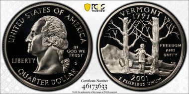 2001-S 25C Vermont Silver PR69DCAM