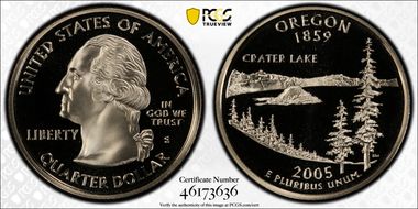 2005-S 25C Oregon PR70DCAM