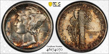 1916-S 10C Mercury MS65FB