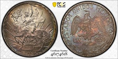1913 Peso Caballito KM-453  Ag MS62