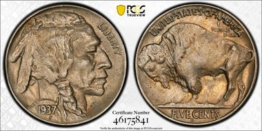 1937-D 5C 3 Legs MS61