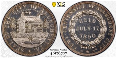 1890 Medal HK-617b Silver Allegheny City Semi Centennial MS62