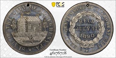 1890 Medal HK-617c White Metal Allegheny City Semi Centennial N1
