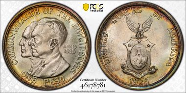 1936-M Peso Murphy-Quezon MS67