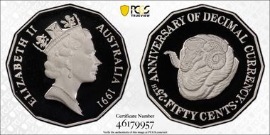 1991 50C Decimal Currency Ag PR69DCAM