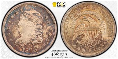 1835 H10C Large Date, Small 5C MS64+ 
