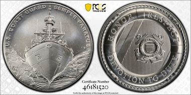 (2022-P) Medal U.S. Coast Guard Matte 1 oz Ag First Strike MS70