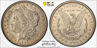 1882-O/S $1 VAM 4, O/S Recessed XF45