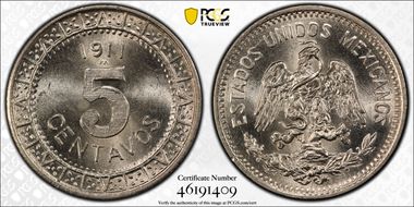 1911-M 5C Narrow Date KM-421 MS64