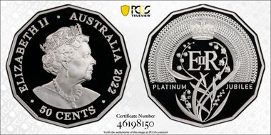 2022 50C Elizabeth II Platinum Jubilee First Strike PR70DCAM