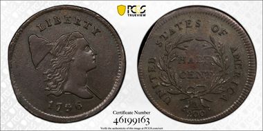 1796 1/2C With Pole AU55BN