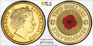 2012-C $2 Remembrance Day Colorized MS67