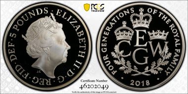 2018 £5 S-L70 Royal Family Ag PR69DCAM