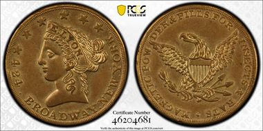 (c.1850) Token Rulau NY-NY 508 Brass E. Lyon AU58