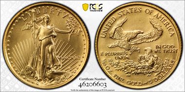 1990 $5 Gold Eagle MS70