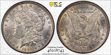 1891-CC $1 VAM 3, Spitting Eagle MS61