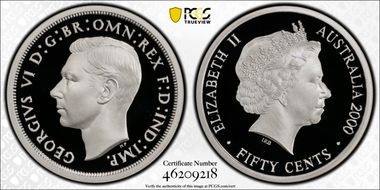 2000 50C George VI Silver PR70DCAM